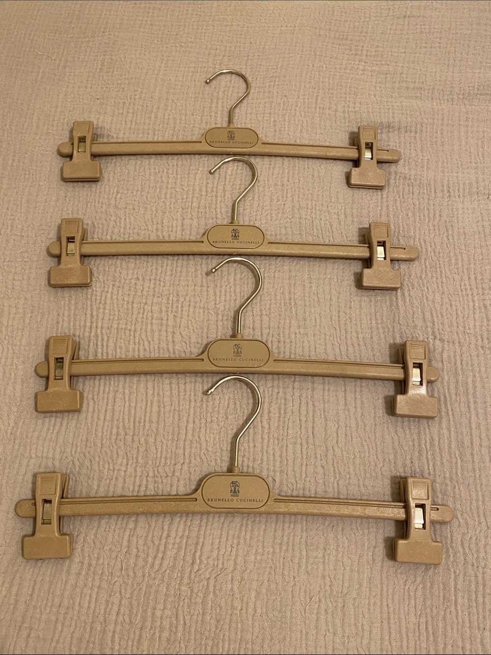 Brunello Cucinelli Beige-Gold Clip Hanger Set of 4